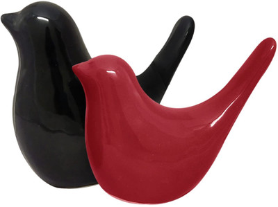 SMRK Love Birds Pair Showpiece for Home Decoration Home Decor Item| Decorative Showpiece  -  9.5 cm(Resin, Red, White)