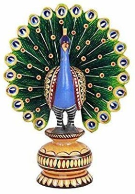 ANSH OUTLET Wooden Dancing Peacock Showpiece Multicolour Painted ( 4 Inches ) Decorative Showpiece  -  10 cm(Wood, Multicolor)