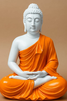 ALH ORANGE BUDDA Decorative Showpiece  -  13 cm(Polyresin, Orange)
