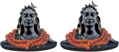 A & S VENTURES Adiyogi Statue with Rudraksha Mala for Car Dashboard, Pooja & Gift Pack Of 2 Decorative Showpiece  -  10.4 cm(Polyresin, Black, Gold)