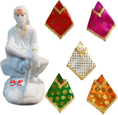 OM SAI GIFTS Marble Dust 1 Sai Baba Statue Vastra/Poshak -Pack of 5 Decorative Showpiece  -  9 cm(Marble, White)