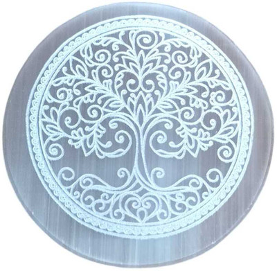 Swara Agate Tree Symbol Selenite Plate Crystal Charging Plate Fengshui Agate Decorative Showpiece  -  8 cm(Crystal, Multicolor)