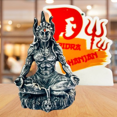 DARIDRA BHANJAN Shiva Idol for Car Dashboard Polyresin Hindu God Religious Sculpture Decorative Showpiece  -  9 cm(Resin, Silver)