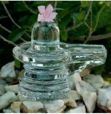 SBBCO Shpatic Shivling /Glass shivling/Shiv crystal shivling Decorative Showpiece  -  3 cm(Crystal, Clear)