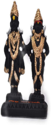 JniL Vitthal rukhmini idol Decorative Showpiece  -  13 cm(Marble, Polyresin, Black, Gold)
