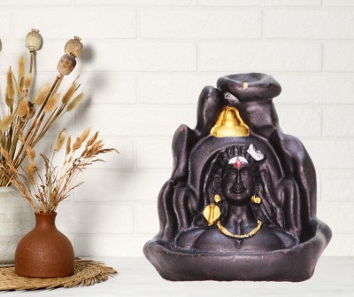 Miss Peach Resin Smoke Shiva Statue with Backflow Incense:Divine Presence&Tranquil Ambiance Decorative Showpiece  -  9.3 cm(Polyresin, Black, Gold)