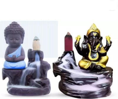 jpcreationss Buddha&Ganesha ji Decorative Showpiece  -  12 cm(Polyresin, Blue, Gold)