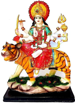 D.B.Z. Sherawali MATA Durga Maa Murti Statue for Pooja Vaishno Devi Idol Decorative Showpiece  -  12 cm(Marble, Multicolor)