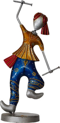 Vandana Collection Decorative Metal Garba Dancer of Gujarat Home Decor Art Piece Decorative Showpiece  -  33 cm(Metal, Gold)