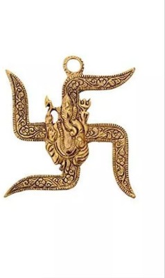 PAYSTORE Door and wall Swastik Ganesh Trending handicrafts showpiece Decorative Showpiece  -  14 cm(Metal, Gold)