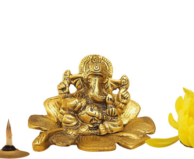 WearCraftJPR Gudhal Ganesh Ji Statue Symbol of Success, Prosperity & Spiritual Energy Decorative Showpiece  -  10 cm(Metal, Gold)