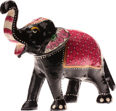 DreamKraft Handcrafted Vastu Paper Mache Elephant for Home Decor and Gifting Decorative Showpiece  -  16 cm(Paper Mache, Red)