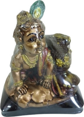 Ganpati Creations Lord Krishna Makhan Chor Idol for Home Temple & Gifting Decorative Showpiece  -  15 cm(Polyresin, Copper)