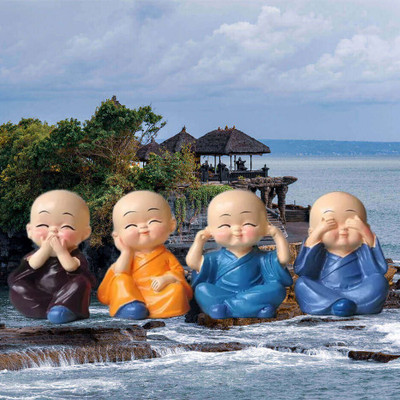 BZILO 4 Monks 6 cm Feng Shui & Vastu Showpiece 8 cm Handicraft M_1 Decorative Showpiece  -  2 cm(Polyresin, Multicolor)
