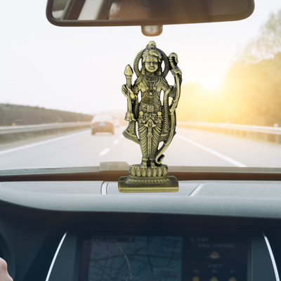Shiv Jagdamba Ram Lalla Murti Statue in Ayodhya Mandir Idol Car Dashboard Décor Decorative Showpiece  -  10 cm(Metal, Green)