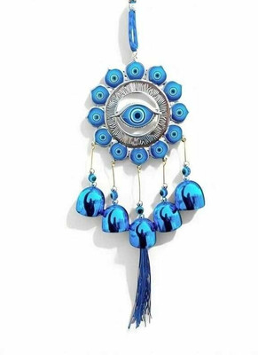THEGSHOP evil eye metal 5 bells Decorative Showpiece  -  17 cm(Metal, Blue)