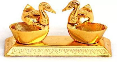 VALUE CRAFTS Metals SWAN PAIR ROLI CHAWAL BOX Brass Decorative Showpiece  -  4 cm(Brass, Gold)