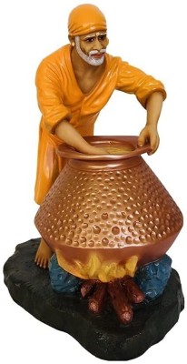 Hemant art Sai Baba Handi Murti,Idol,Statue Cooking Food - 8 Inche Decorative Showpiece  -  20 cm(Marble, Orange)