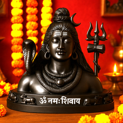 shyam lalla handicraft Adiyogi Shiv Ji Murti for Car Dashboard & Home Temple Decor Showpiece Decorative Showpiece  -  9 cm(Resin, Black)