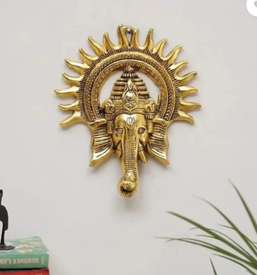 stylesolution wall hanging Ganesh ji Decorative Showpiece  -  19 cm(Aluminium, Gold)