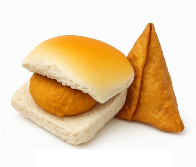 Truvalue Samosa and Vadapav Combo for Home, Restaurant and Cafe Decor Decorative Showpiece  -  20 cm(Ceramic, Orange)