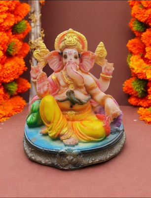 Sankalan Creation Ganesha Decorative Showpiece  -  16 cm(Marble, Multicolor)