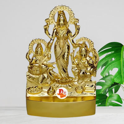 SBBCO Lakshmi Ganesh Idol for Home/Pooja Room, Gold Plated Metal Ganesh Lakshmi Murti Decorative Showpiece  -  11 cm(Metal, Gold)