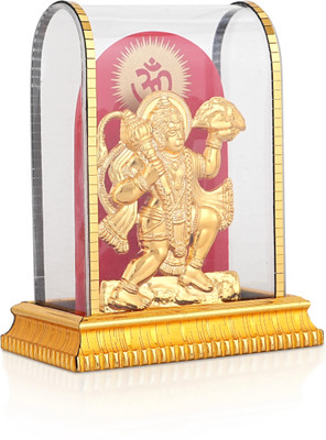 Awesome Craft Bajrangbali Hanuman Ji in Acrylic Glass Frame for Car Dashboard Decorative Showpiece  -  15 cm(Glass, Gold)