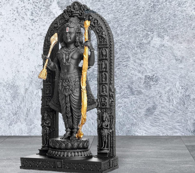yogi Shree Ram Lalla Ayodhya Mandir Idol for Home, Office Decorative Showpiece  -  18 cm(Resin, Black)