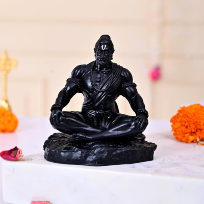 Anjana Creationss Lord Hanuman Idol for car Dashboard & Office Desk for Home Decor Items Gifts Decorative Showpiece  -  10 cm(Resin, Black)