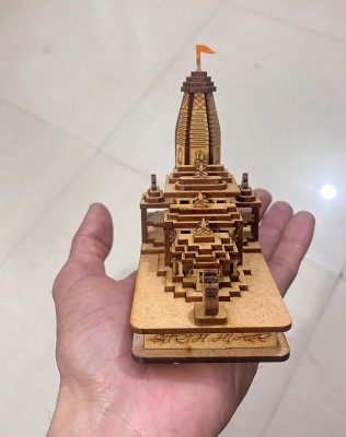 DHEER Shree Ram Mandir Ayodhya Model, Exclusive 3D Wooden Janmabhoomi Temple Decorative Showpiece  -  12 cm(Wood, Brown)