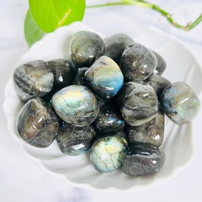 Crystal Divine Labradorite Tumble Healing Stones Crystal Tumble Stone for Vastu & Decore Item Decorative Showpiece  -  3 cm(Crystal, Grey)