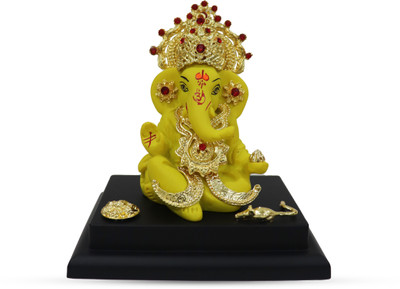 ghanshyam murati bhandar ganesha 9 Decorative Showpiece  -  11 cm(Resin, Gold)