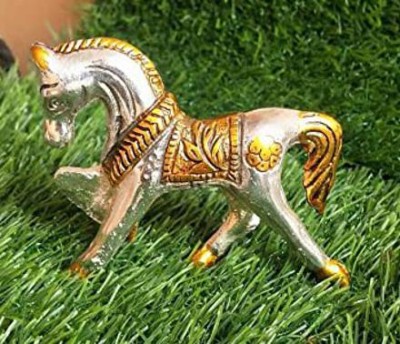 salvusappsolutions Metal Horse Showpiece/Feng Shui for Home decor (Gold & Silver_1PC_4X3 INCH) Decorative Showpiece  -  7 cm(Metal, Gold, Silver)