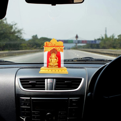 Awesome Craft Gold plated Lord Ganesha Idol in Glass Box Ganpati Car Dashboard Decorative Showpiece  -  11 cm(Glass, Multicolor)