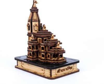 Wellfree Wooden Shri Ram Mandir Ayodhya Miniature for Home Décor,Ram Miniature Temple Decorative Showpiece  -  10.3 cm(Wood, Brown)