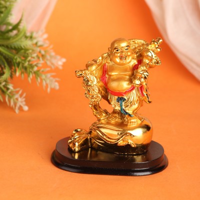 Shrey Shiv Collections Happy Man for Good Luck, Wealth, Prosperity at Home, Office Decorative Showpiece Decorative Showpiece  -  7 cm(Polyresin, Gold)