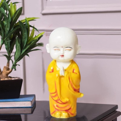 craftinky Craftinky Resin Meditating Buddha Monk Statue Baby Monk Doll Decorative Showpiece  -  25 cm(Polyresin, Yellow)