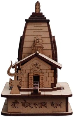 A & S VENTURES Shri Kedarnath Temple 3D Model Miniature for Table, Car Dashboard (Wood, Brown) Decorative Showpiece  -  8 cm(Wood, Brown)