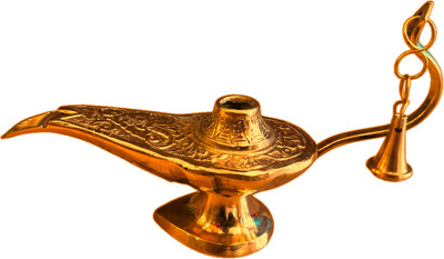 robin collection Handmade Aladdin Genie Magic Lamp Pure Brass Decorative Showpiece  -  2 cm(Brass, Gold)