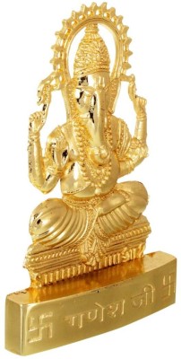 EliteTouch Lord Ganesh Plated Idol Showpiece Statue for Temple and Home Decor Decorative Showpiece  -  12 cm(Metal, Gold)