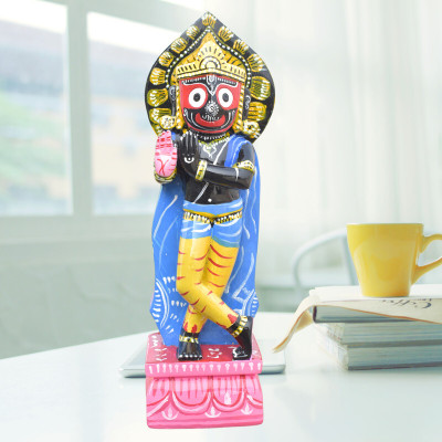 Real Craft Divine Confluence: Jagannath Krishna Avtar Idol Decorative Showpiece  -  30 cm(Ceramic, Multicolor)