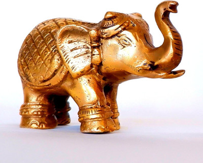 FreoEarth FreoEarth Elephant Idol Decorative Showpiece  -  7 cm(Brass, Gold)
