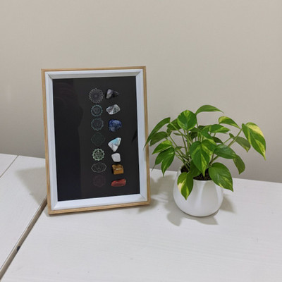 Vedic Hind 7 Chakra Healing Crystal Stone Frame Decorative Showpiece - 19 cm Decorative Showpiece  -  2 cm(Glass, Stone, Wood, Beige)