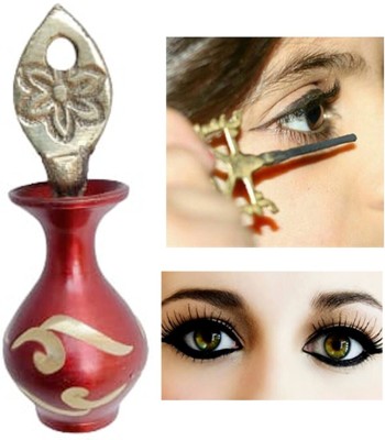 MiiArt Brass surmedani with surma use in eyes makeup(Size-8Cm,] 1 pce. Decorative Showpiece  -  8 cm(Brass, Red)