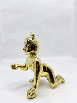VALUE CRAFTS Pittal Laddu ,Laddu Gopal Statue Pital Brass Murti Kanha ji Laddu Gopal 2 no Decorative Showpiece  -  8 cm(Brass, Gold)