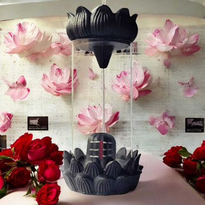 KFITN Shivling Incense Backflow Smoke Fountain With 10 Incense Cones Decorative Showpiece  -  18 cm(Glass, Polyresin, Multicolor)