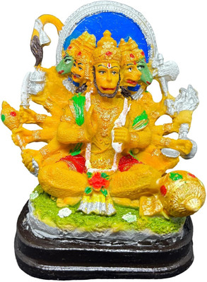 salvusappsolutions Attractive Marble Dust Handmade Panchmukhi Hanuman Statue -6 INCH Decorative Showpiece  -  13.97 cm(Marble, Multicolor)
