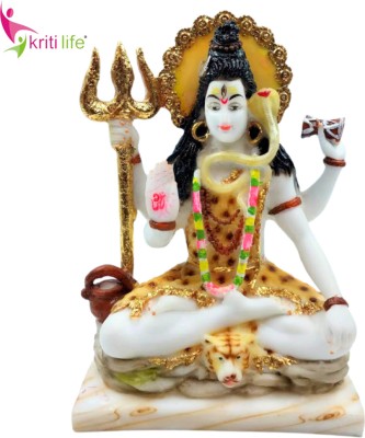 KRITILIFE Lord Shiva Idol 9 Inch for Home Pooja Mandir| Bholenath Idol Decorative Showpiece  -  22.5 cm(Marble, White)