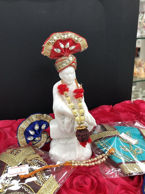 Hemant art Saibaba Marbal Pure Resin astra, Poshak Dress with Pagadi (4.5 inch) Decorative Showpiece  -  11 cm(Marble, White)